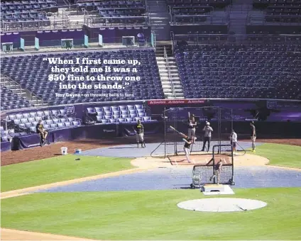  ?? K.C. ALFRED PHOTOS U-T ?? An average of about 50 baseballs per game will be deposited in the empty stands during Padres games this season at Petco.