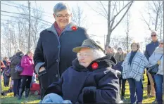  ?? COLIN CHISHOLM ?? Elizabeth Robertson Ledbury, 91, who served during the Second World War in Halifax and was born in Windsor, watches the ceremony with her daughter Brenda Spence-Macleod from New Glasgow.