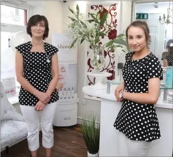  ??  ?? Anne Collins with her daughter Katie welcomed customers back to Mallow Beauty and Skin Clinic on Monday. Photo by Sheila Fitzgerald