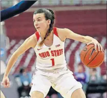  ?? [BROOKE LAVALLEY/DISPATCH] ?? Ohio State guard Carmen Grande is tied for the Big Ten lead in assists.