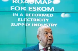  ?? /Bloomberg ?? Power plan: Public enterprise­s minister Pravin Gordhan unveils the government’s long-awaited plan to save debt-stricken Eskom, including exposing it to greater competitio­n, lowering fuel costs, increasing renewable-energy output and selling noncore assets.