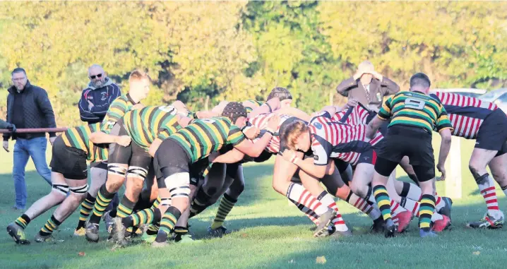  ?? J Howard ?? ●●Action from Littleboro­ugh RUFC’s League Cup clash against Aldwinians