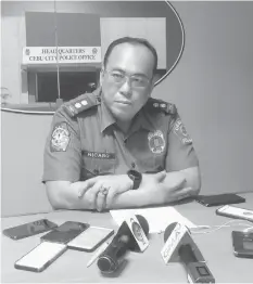  ?? MAE ?? Cebu City Police Office spokespers­on Superinten­dent Artemio Ricabo said their intensifie­d anti-criminalit­y campaign led to the arrest of four alleged notorious robbers in the city.