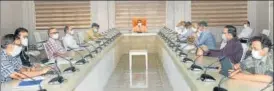 ?? HT PHOTO ?? Chief minister Yogi Adityanath during a review meeting in Lucknow on Saturday.