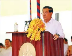  ?? SPM ?? Prime Minister Hun Sen speaks at Preah Barami Vongkot Borey Pagoda in the capital’s Sen Sok district on April 24.