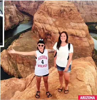  ?? ARIZONA ?? Lilly and Sarah 1,000ft up above a turn in the Colorado River at the Horseshoe Bend overlook