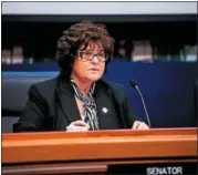  ?? FILE PHOTO ?? State Sen. Kathy Marchione takes part in a 2017Senate Committee on Racing, Gaming and Wagering public hearing on the future of NYRA.