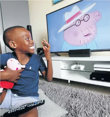  ?? Picture: Jackie Clausen ?? Dumisani Sibisi , 6, enjoys watching ‘Peppa Pig’ cartoons and has begun to talk like the characters in the show.