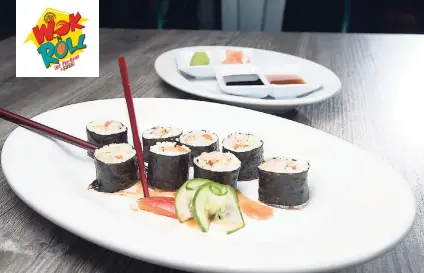  ??  ?? California Roll (sushi) crab stick, mayo, black caviar, avocado.