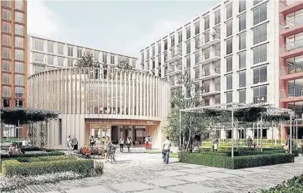  ??  ?? &gt; An artist’s impression of plans to build 500 apartments on the former Kent Street Baths site