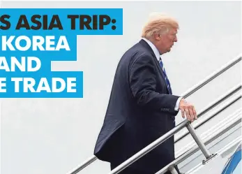  ?? PABLO MARTINEZ MONSIVAIS, AP ?? President Trump, boarding Air Force One, is scheduled to visit Japan, South Korea, China, Vietnam and the Philippine­s from Nov. 3-14.