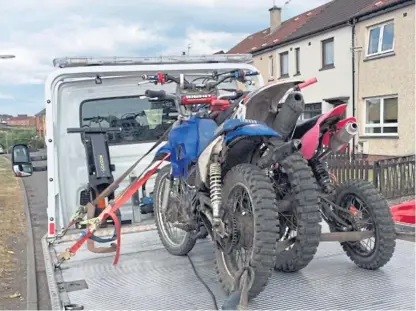  ??  ?? Motorbikes seized by the police as part of the crackdown on anti-social behaviour in Levenmouth.