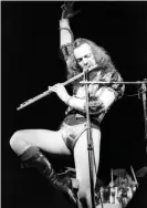  ?? Photograph: Ian Dickson/Redferns ?? Jester minute … Anderson in codpiece on stage, 1974.