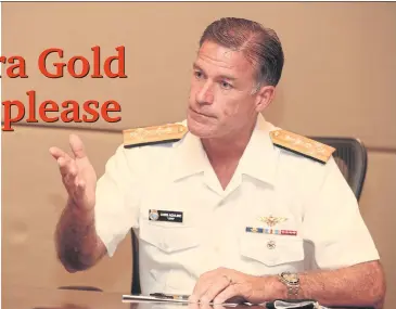  ?? ?? Adm John Aquilino, commander of the US Indo-Pacific Command, at his interview with the ‘Bangkok Post’ where he underscore­d the importance of the Cobra Gold drill, which is expected to resume as a full-scale exercise next year.