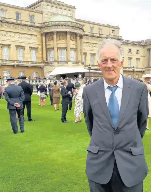  ??  ?? Tennis coach Alun Bowditch had the honour of being invited to one of the Queen’s Garden Parties this summer