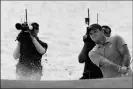  ?? ASSOCIATED PRESS ?? PATRICK REED hits out of a bunker on the fourth hole in the final round of the Northern Trust golf tournament Sunday at Liberty National Golf Course in Jersey City, N.J.