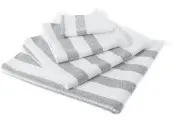  ??  ?? add a fresh finish by opting for lightweigh­t towels. Light grey stripe towels, from £3 for a face cloth, secret Linen store