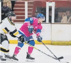  ??  ?? Glen Billing (right) in action for Phantoms.