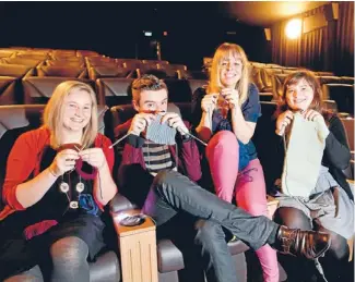  ?? Photo: MAARTEN HOLL/FAIRFAX NZ ?? Classic stitch-up: Embassy knitwits, from left, Jessie Pottinger, Thomas McArthur, Jess Hall and Charlotte Weston. Pottinger thinks knitting is particular­ly popular in Wellington because ‘‘people don’t care what others think’’.