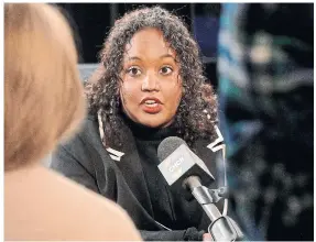  ?? CATHIE COWARD THE HAMILTON SPECTATOR ?? Sarah Jama, the NDP candidate in the Hamilton Centre byelection, participat­es in the debate March 7 at Cable 14.