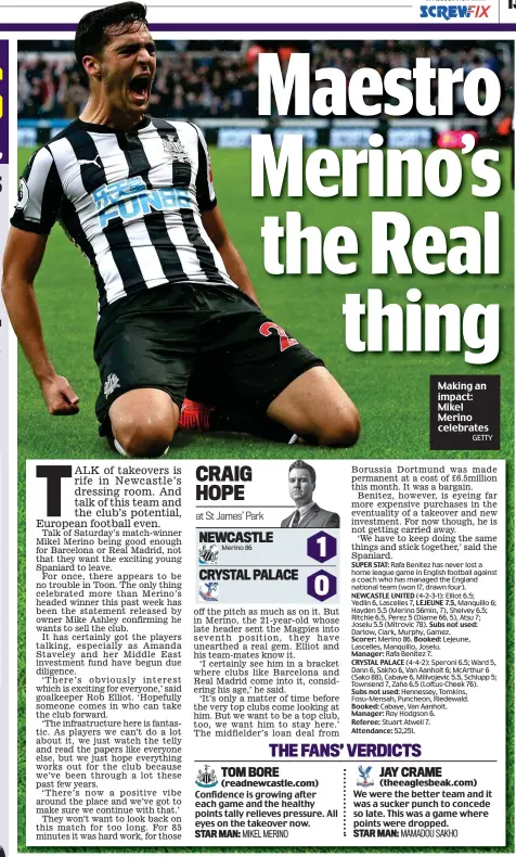  ?? GETTY ?? Making an impact: Mikel Merino celebrates