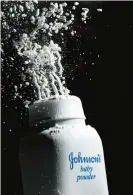  ??  ?? In this file photo, Johnson’s baby powder is squeezed from its container in Philadelph­ia. —AP