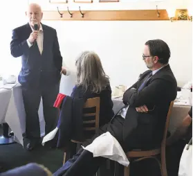  ?? Liz Hafalia / The Chronicle ?? Judge Anthony Kline (left) asks a question during an April debate over a bid to recall Judge Aaron Persky.