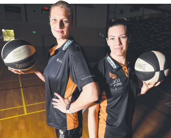  ?? MULTIPLE SCORERS: Townsville Fire teammates Suzy Batkovic and Mia Murray ahead of the 2017/ 18 WNBL grand final series. Picture: ALIX SWEENEY ??