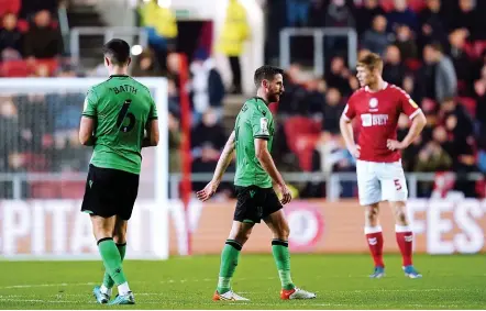  ?? ?? SEEING RED: Stoke City midfielder Joe Allen was sent off in Wednesday’s 1-0 defeat at Bristol City.