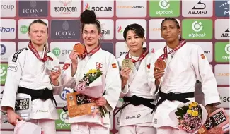  ?? ?? Le podium féminin de la première journée du Grand Chelem de Judo de Tbilissi