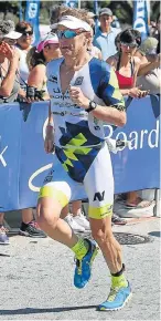  ?? Picture: WERNER HILLS ?? GOOD FINISH: Bay Ironman Kyle Buckingham, who finished sixth in Cairns, in action in the Port Elizabeth event in April