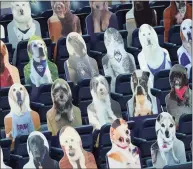  ?? David Butler II / USA Today ?? Cardboard cutouts fill the seats at Gampel Pavilion before a women’s basketball game between UConn and UMass-Lowell on Dec. 12.