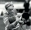  ?? NZ RUGBY MUSEUM ?? Joe Schmidt during one of his 29 games for Manawatu¯ between 1988 and 1991.