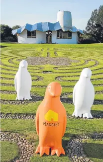  ??  ?? Simple Minds, right, are sponsoring a penguin for the Maggie’s Penguin Parade, above.