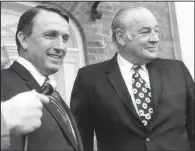  ?? Democrat-Gazette file photo ?? Dale Bumpers stands with Gov. Winthrop Rockefelle­r on Nov. 1, 1970. Bumpers succeeded Rockefelle­r in January 1971 after winning 60 percent of the general election votes.