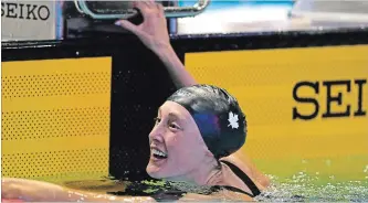  ?? SHUJI KAJIYAMA THE ASSOCIATED PRESS ?? Canada's Taylor Ruck of Kelowna, B.C., was a little nervous going up against golden American girl Katie Ledecky. Her coach said to keep her focus on her own lane in the 200-metre freestyle final.