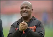  ?? DAVID RICHARD - THE ASSOCIATED PRESS ?? FILE - In this Sunday, Oct. 7, 2018file photo, Cleveland Browns head coach Hue Jackson watches before an NFL football game between the Cleveland Browns and the Baltimore Ravens in Cleveland.