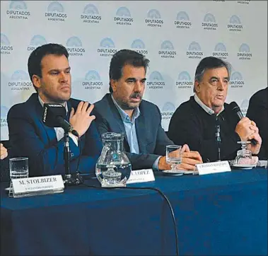  ?? JXC ?? TRIDENTE. Los jefes de los bloques parlamenta­rios de Juntos por el Cambio, protagonis­tas.