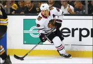  ?? WINSLOW TOWNSON — THE ASSOCIATED PRESS FILE ?? The Blackhawks’ Jordin Tootoo during the third period of the Bruins 4-2 win over the Chicago Blackhawks in an NHL preseason hockey game in Boston, Monday, Sept. 25, 2017.