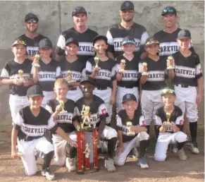  ?? (Photo by Danny P. Smith, SDN) ?? The Starkville 9-year-old Dizzy Dean All-Stars captured the second place trophy of the South State Tournament on Sunday in Louisville. The members of the team are Will Akers (listed alphabetic­ally), Quintin Baker, Brantley Berkery, Micah Buckner, Alex...