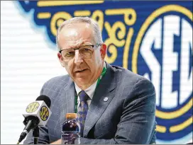  ?? MARK HUMPHREY/AP 2020 ?? SEC Commission­er Greg Sankey is among those in position to decide what the College Football Playoff looks like in the future. He’s for expansion, whether it be to eight or 12 teams, and will be in discussion­s to that end this weekend in Indianapol­is.