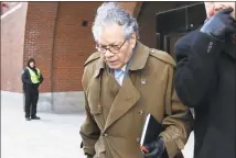  ?? Steven Senne / Associated Press file photo ?? Insys Therapeuti­cs founder John Kapoor leaves federal court in Boston on Jan. 30. On Thursday, Kapoor was found guilty in a scheme to bribe doctors to boost sales of a highly addictive fentanyl spray meant for cancer patients with severe pain.