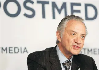  ?? VERONICA HENRI ?? “This is a crisis situation,” said Postmedia executive chairman and CEO Paul Godfrey about the publisher’s deal with Torstar. “Unfortunat­ely this is a lose-lose. You lose brands and you lose people.”