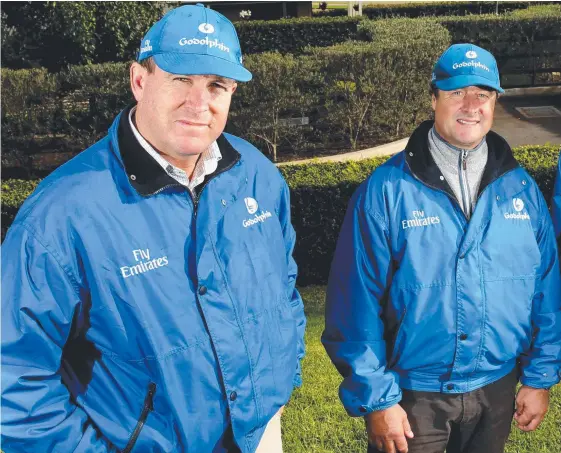  ??  ?? Trainer John O'Shea (left) with Darren Beadman, his assistant at Godolphin and one of the contenders to replace him. Picture: GREGG PORTEOUS