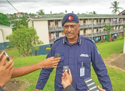  ?? Photo: Leon Lord ?? Fiji Police Force chief operations officer, ACP Abdul Khan at Mead Rd, Nabua, following the brawl that took place on the April 4, 2021.