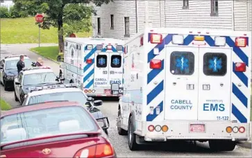  ?? Photograph­s by Lori Wolfe Herald-Dispatch ?? WEST VIRGINIA’S Cabell County normally sees 18 to 20 overdose calls a week. It easily eclipsed that total within about five hours on Monday, almost all of them in Huntington. Two deaths resulted, police said.