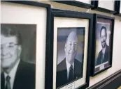  ?? OLIVIA HARLOW THE NEW MEXICAN ?? Mayoral portraits line a hallway at City Hall, but former Mayor Debbie Jaramillo’s photo has been missing for years.