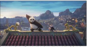  ?? (CFGC/Universal/DreamWorks Animation) ?? Po (voice of Jack Black) and Zhen (voice of Awkwafina) do a little dance in “Kung Fu Panda 4,” which took the top spot for a second week with $30 million in ticket sales.