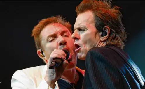  ?? MATTHEW J. LEE/GLOBE STAFF ?? Duran Duran’s Simon Le Bon (left) and John Taylor performed at TD Garden Wednesday.