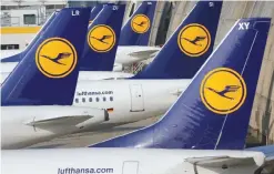  ??  ?? FRANKFURT: Lufthansa aircraft are parked as Lufthansa pilots went on a strike in Frankfurt, Germany. — AP